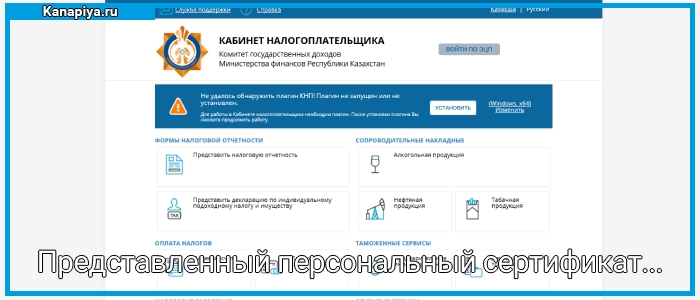 Представленный персональный сертификат